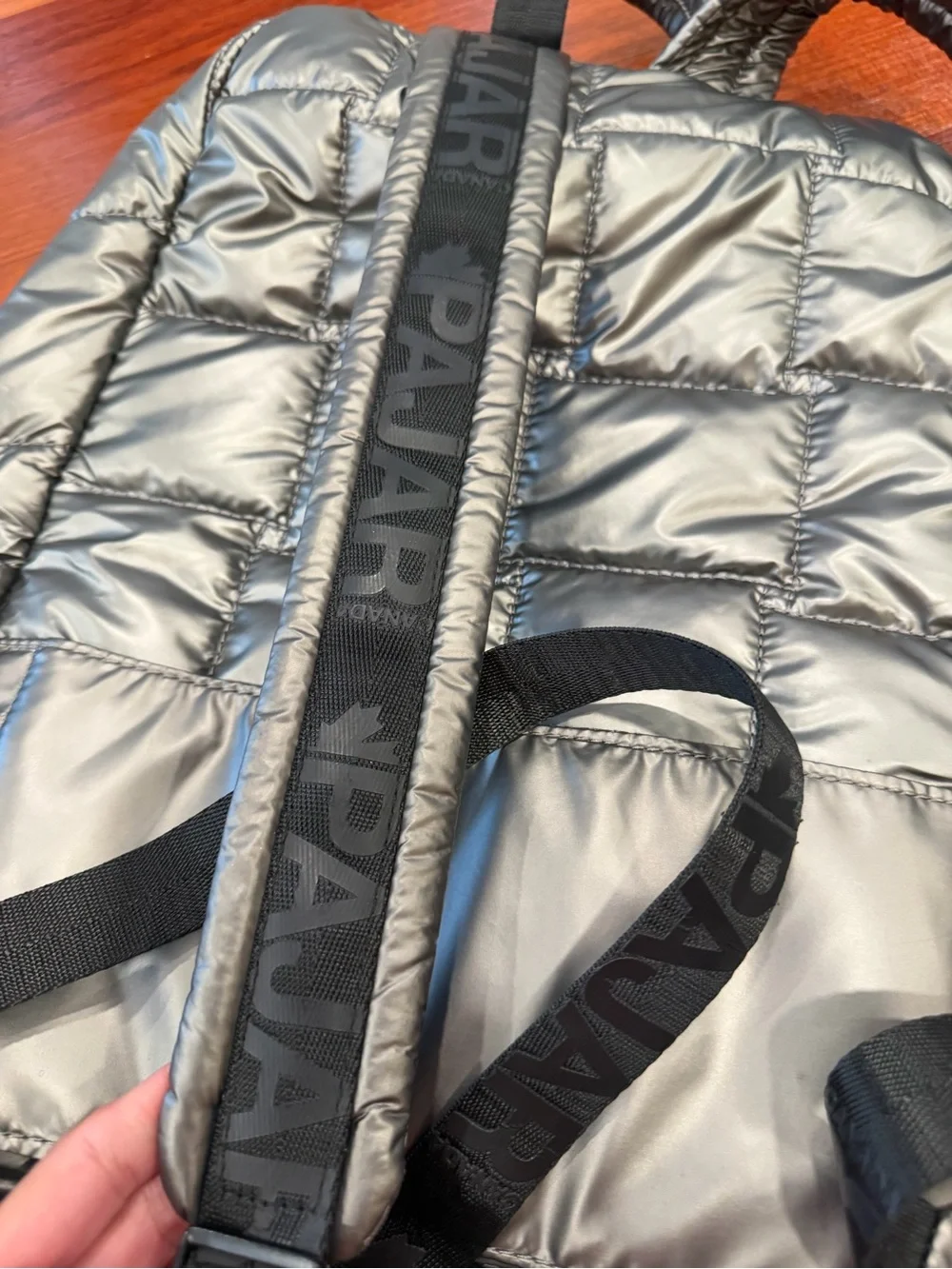 Pajar Metallic Silver Quilted Backpack